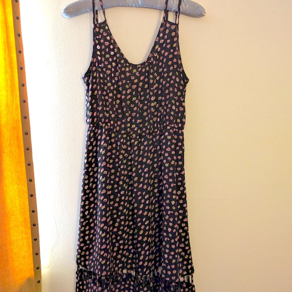 Floral print Ya Los Angeles dress w/ cutout hem